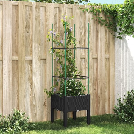 Jardinera con enrejado PP negro 40x40x142,5 cm de vidaXL, Maceteros y jardineras - Ref: Foro24-367948, Precio: 30,95 €, Descu...