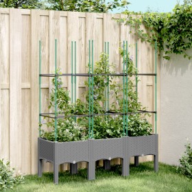 Jardinera con enrejado PP gris claro 120x40x142,5 cm de vidaXL, Maceteros y jardineras - Ref: Foro24-367957, Precio: 67,99 €,...