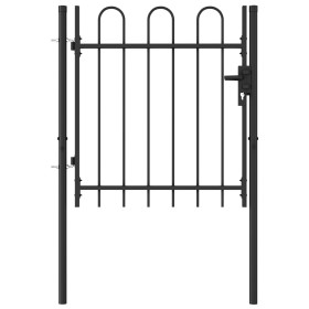 Black steel fence with a gate and 1x1 m arches. by vidaXL, garden gates - Ref: Foro24-146029, Price: 111,25 €, Discount: %