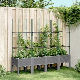 Jardinera con enrejado PP gris claro 160x40x142,5 cm de vidaXL, Maceteros y jardineras - Ref: Foro24-367962, Precio: 84,99 €,...