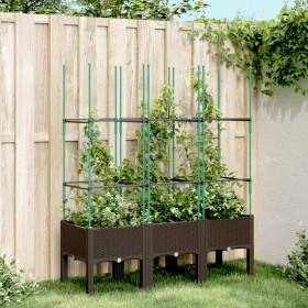 Jardinera con enrejado PP marrón 120x40x142,5 cm de vidaXL, Maceteros y jardineras - Ref: Foro24-367960, Precio: 67,99 €, Des...