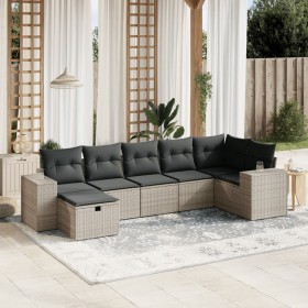 7-piece garden sofa set with gray PE rattan cushions by vidaXL, Garden sets - Ref: Foro24-3264456, Price: 487,81 €, Discount: %