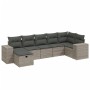 Set de sofás de jardín 7 piezas con cojines ratán PE gris de vidaXL, Conjuntos de jardín - Ref: Foro24-3264456, Precio: 498,1...