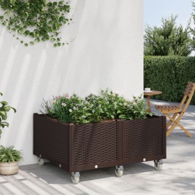 Brown PP planter with wheels 100x80x54 cm by vidaXL, Pots and planters - Ref: Foro24-367997, Price: 157,99 €, Discount: %