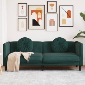 Three-seater dark green velvet sofa with cushions by vidaXL, Sofas - Ref: Foro24-372644, Price: 319,56 €, Discount: %