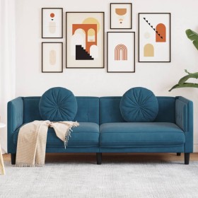 Sofa with blue velvet 3-seater cushions by vidaXL, Sofas - Ref: Foro24-372650, Price: 334,96 €, Discount: %