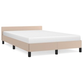 Cappuccino synthetic leather bed frame and headboard 120x190 cm by vidaXL, Beds and slatted bases - Ref: Foro24-379546, Price...