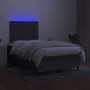 Box spring bed with mattress and LED dark brown fabric 120x190 cm by vidaXL, Beds and slatted bases - Ref: Foro24-3270212, Pr...