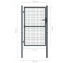 Garden mesh gate gray galvanized steel 100x175 cm by vidaXL, garden gates - Ref: Foro24-145772, Price: 157,59 €, Discount: %