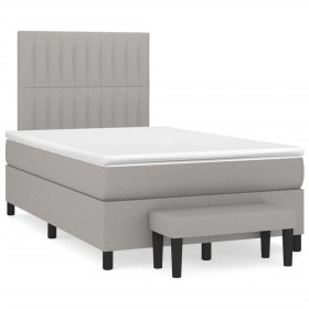 Box spring bed with light gray fabric mattress 120x190 cm by vidaXL, Beds and slatted bases - Ref: Foro24-3270369, Price: 441...