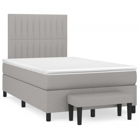 Cama box spring con colchón tela gris claro 120x190 cm de vidaXL, Camas y somieres - Ref: Foro24-3270369, Precio: 440,86 €, D...