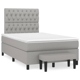 Cama box spring con colchón tela gris claro 120x190 cm de vidaXL, Camas y somieres - Ref: Foro24-3270376, Precio: 442,10 €, D...