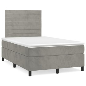 Cama box spring colchón y LED terciopelo gris claro 120x190 cm de vidaXL, Camas y somieres - Ref: Foro24-3270317, Precio: 424...