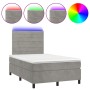 Cama box spring colchón y LED terciopelo gris claro 120x190 cm de vidaXL, Camas y somieres - Ref: Foro24-3270317, Precio: 420...