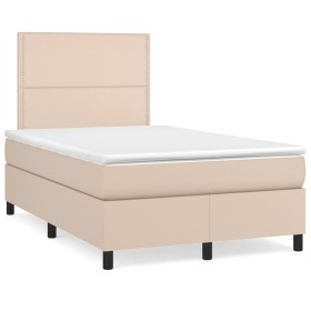 Box spring bed LED mattress synthetic leather cappuccino 120x190cm by vidaXL, Beds and slatted bases - Ref: Foro24-3270292, P...