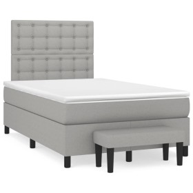 Cama box spring con colchón tela gris claro 120x190 cm de vidaXL, Camas y somieres - Ref: Foro24-3270383, Precio: 431,04 €, D...