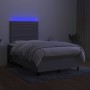 Box spring bed with mattress and LED light gray fabric 120x190 cm by vidaXL, Beds and slatted bases - Ref: Foro24-3270204, Pr...