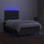 Box spring bed with mattress and LED dark brown fabric 120x190 cm by vidaXL, Beds and slatted bases - Ref: Foro24-3270219, Pr...