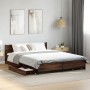 Oak brown engineered wood bed with drawers 120x200 cm by vidaXL, Beds and slatted bases - Ref: Foro24-3279941, Price: 174,11 ...