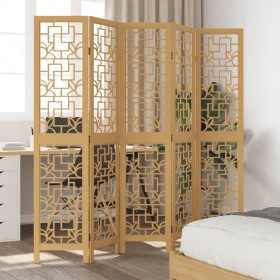 5-panel solid paulownia wood brown room divider by vidaXL, Room dividers - Ref: Foro24-358870, Price: 104,99 €, Discount: %