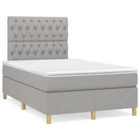 Boxspringbett mit Matratze und LED-hellgrauem Stoff 120x190 cm von vidaXL, Betten und Lattenroste - Ref: Foro24-3270267, Prei...