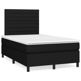 Boxspringbett mit Matratze und LED-Leuchten aus schwarzem Stoff 120x190 cm von vidaXL, Betten und Lattenroste - Ref: Foro24-3...