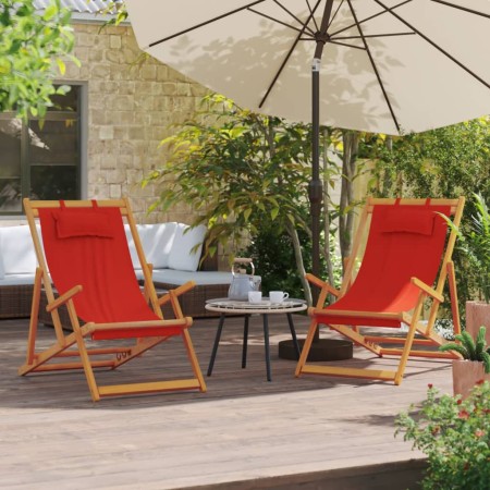 Folding beach chairs 2 units red fabric by vidaXL, Garden chairs - Ref: Foro24-3214480, Price: 115,70 €, Discount: %