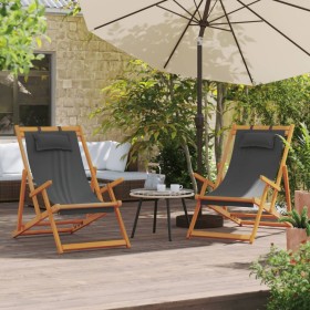 Folding beach chairs 2 units gray fabric by vidaXL, Garden chairs - Ref: Foro24-3214482, Price: 116,99 €, Discount: %