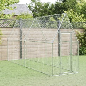 Galvanized silver steel chicken coop 400x100x190 cm by vidaXL, Cages and habitats for small animals - Ref: Foro24-172551, Pri...