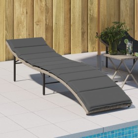 Light gray synthetic rattan sun lounger with cushion 55x199x50 cm by vidaXL, Loungers - Ref: Foro24-368250, Price: 125,99 €, ...