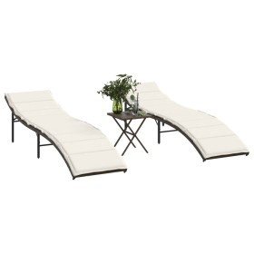 Sonnenliegen mit 2 Tischen synthetisches Rattan braun von vidaXL, Liegen - Ref: Foro24-368252, Preis: 241,99 €, Rabatt: %