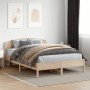 Bed frame with solid pine wood headboard 140x200 cm by vidaXL, Beds and slatted bases - Ref: Foro24-3207209, Price: 158,23 €,...