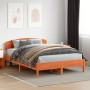 Bed frame with wax brown pine wood headboard 120x200 cm by vidaXL, Beds and slatted bases - Ref: Foro24-3207216, Price: 173,9...