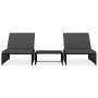 Sillas de jardín reclinables con mesa 2 uds ratán PE negro de vidaXL, Tumbonas - Ref: Foro24-47402, Precio: 207,74 €, Descuen...