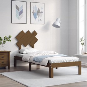 Honey brown solid wood bed frame with headboard by vidaXL, Beds and slatted bases - Ref: Foro24-3193689, Price: 100,99 €, Dis...