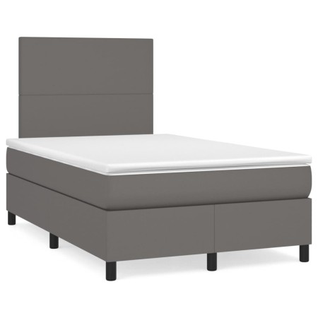 Box spring bed with gray synthetic leather mattress 120x190 cm by vidaXL, Beds and slatted bases - Ref: Foro24-3269969, Price...