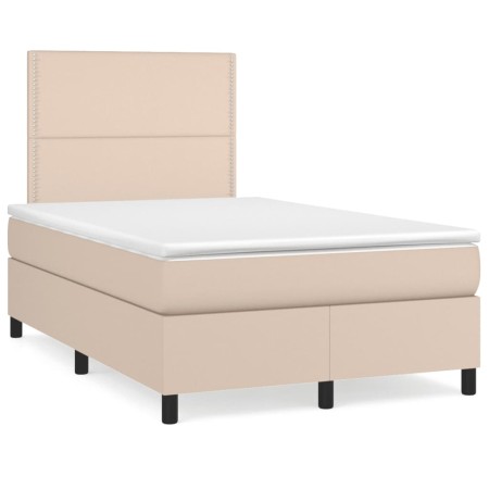 Box spring bed with cappuccino synthetic leather mattress 120x190cm by vidaXL, Beds and slatted bases - Ref: Foro24-3269976, ...