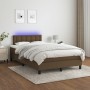 Box spring bed with mattress and LED dark brown fabric 120x190 cm by vidaXL, Beds and slatted bases - Ref: Foro24-3270070, Pr...