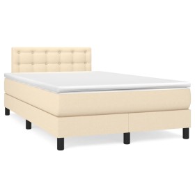 Cama box spring con colchón y luces LED tela crema 120x190 cm de vidaXL, Camas y somieres - Ref: Foro24-3270072, Precio: 400,...