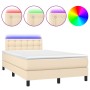 Cama box spring con colchón y luces LED tela crema 120x190 cm de vidaXL, Camas y somieres - Ref: Foro24-3270072, Precio: 386,...