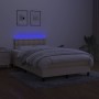 Box spring bed with mattress and LED lights cream fabric 120x190 cm by vidaXL, Beds and slatted bases - Ref: Foro24-3270072, ...