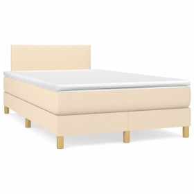 Cama box spring con colchón y luces LED tela crema 120x190 cm de vidaXL, Camas y somieres - Ref: Foro24-3270079, Precio: 376,...