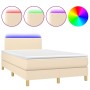 Cama box spring con colchón y luces LED tela crema 120x190 cm de vidaXL, Camas y somieres - Ref: Foro24-3270079, Precio: 378,...