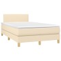 Cama box spring con colchón y luces LED tela crema 120x190 cm de vidaXL, Camas y somieres - Ref: Foro24-3270079, Precio: 378,...