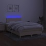 Cama box spring con colchón y luces LED tela crema 120x190 cm de vidaXL, Camas y somieres - Ref: Foro24-3270079, Precio: 378,...