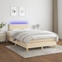 Cama box spring con colchón y luces LED tela crema 120x190 cm de vidaXL, Camas y somieres - Ref: Foro24-3270079, Precio: 378,...