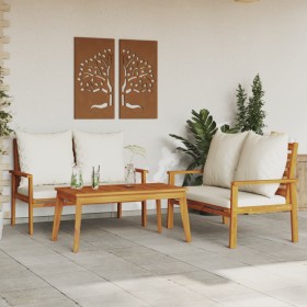 Set de muebles para jardín 3 piezas con cojines madera acacia de vidaXL, Conjuntos de jardín - Ref: Foro24-3211798, Precio: 3...