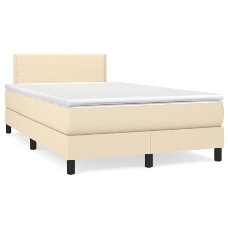 Cama box spring con colchón tela color crema 120x190 cm de vidaXL, Camas y somieres - Ref: Foro24-3269721, Precio: 369,17 €, ...