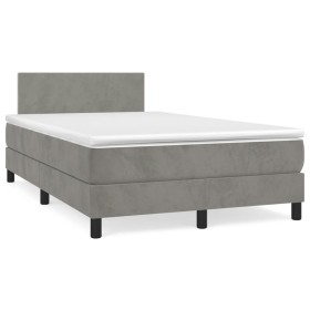 Cama box spring con colchón terciopelo gris claro 120x190 cm de vidaXL, Camas y somieres - Ref: Foro24-3269825, Precio: 364,6...