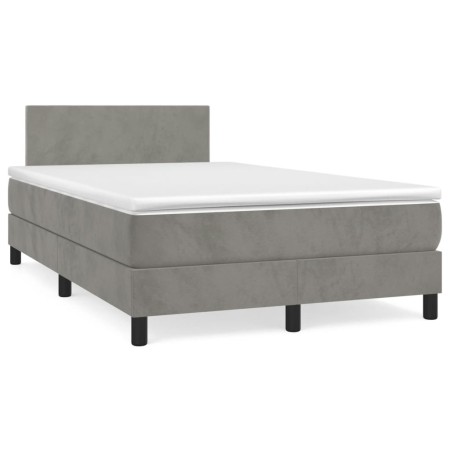 Cama box spring con colchón terciopelo gris claro 120x190 cm de vidaXL, Camas y somieres - Ref: Foro24-3269825, Precio: 368,6...